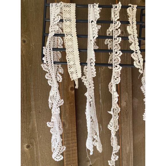 VINTAGE Hand Made LACE TRIM BULK LOT SEWING CRAFT DOLL CLOTHES Edgings Cream Wht - Picture 2 of 16